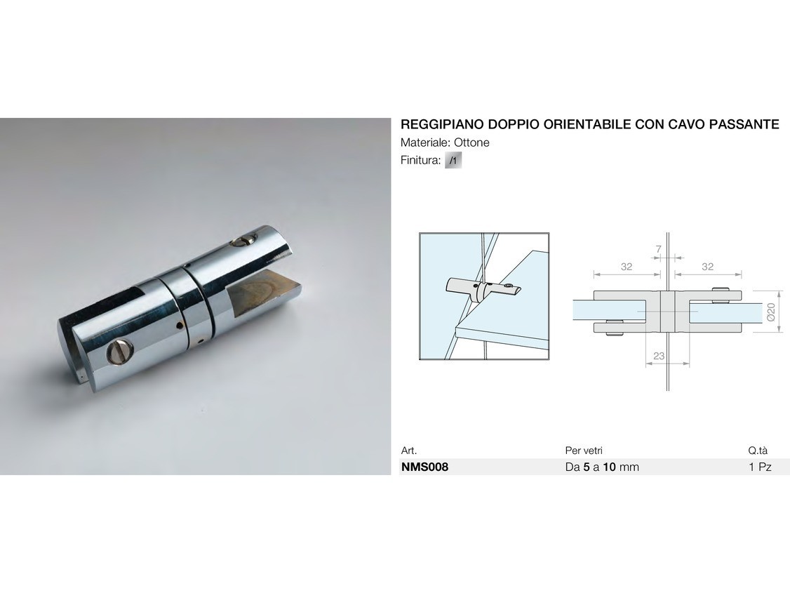 Reggipiano doppio orientabile con cavo passante Logli Massimo Saint Gobain