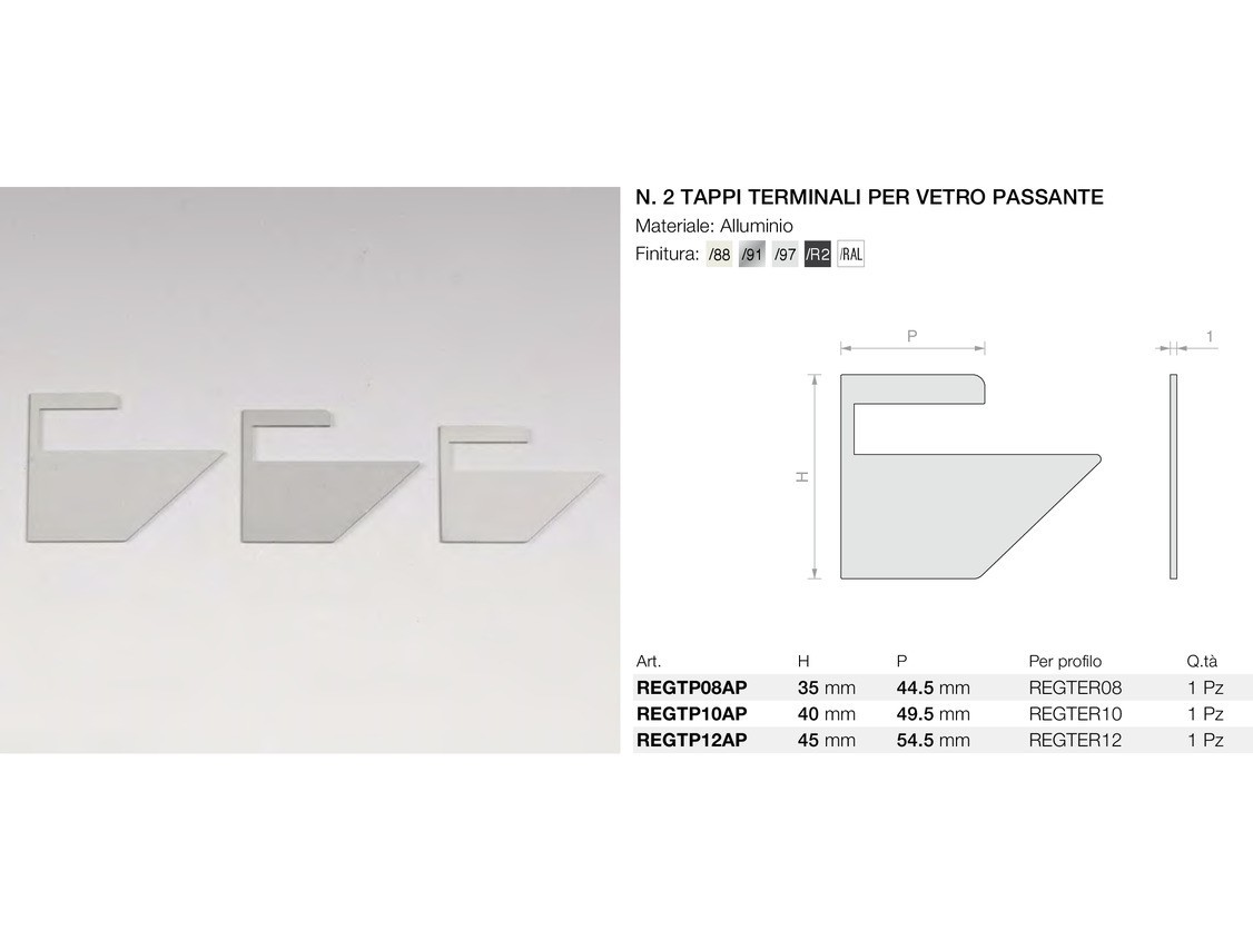 N.2 tappi terminali per vetro passante Logli Massimo Saint Gobain