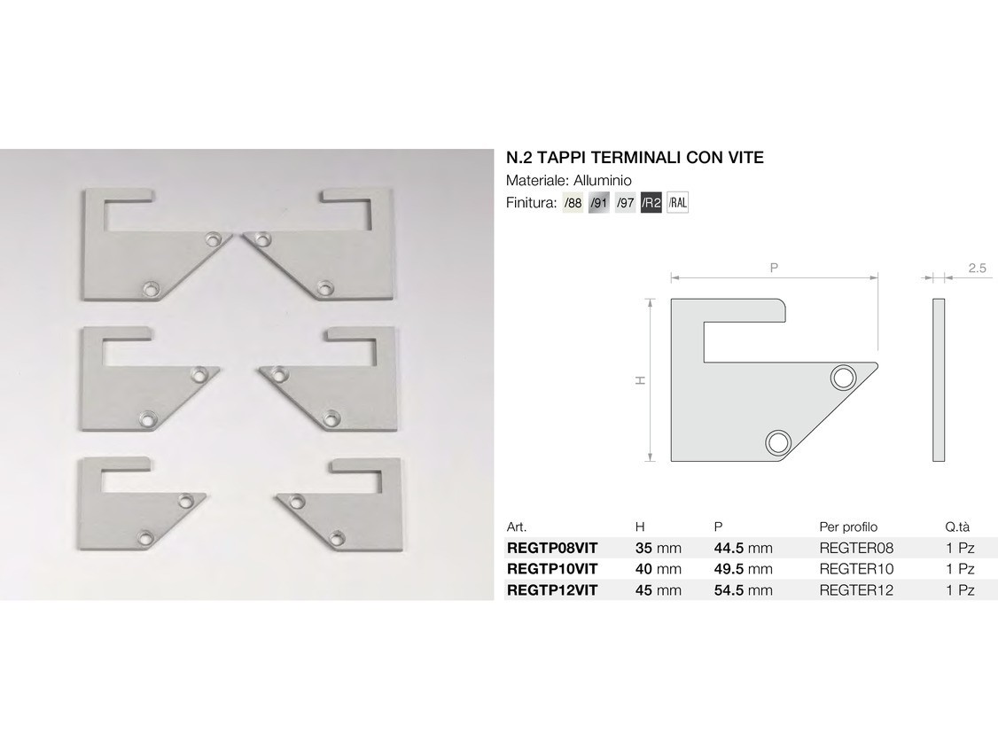 N.2 tappi terminali con vite Logli Massimo Saint Gobain