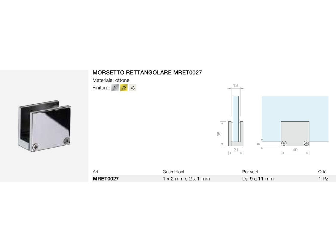 Morsetto rettangolare mret0027 Logli Massimo Saint Gobain