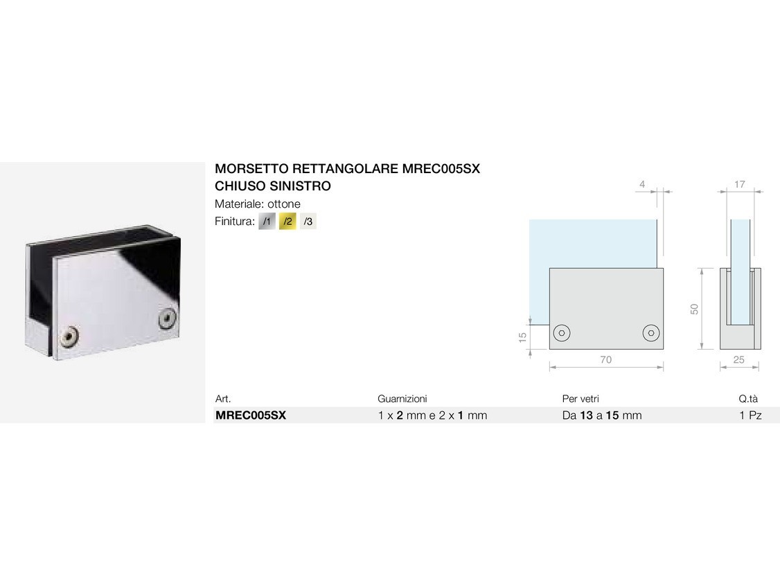 Morsetto rettangolare mrec005sx chiuso sinistro Logli Massimo Saint Gobain