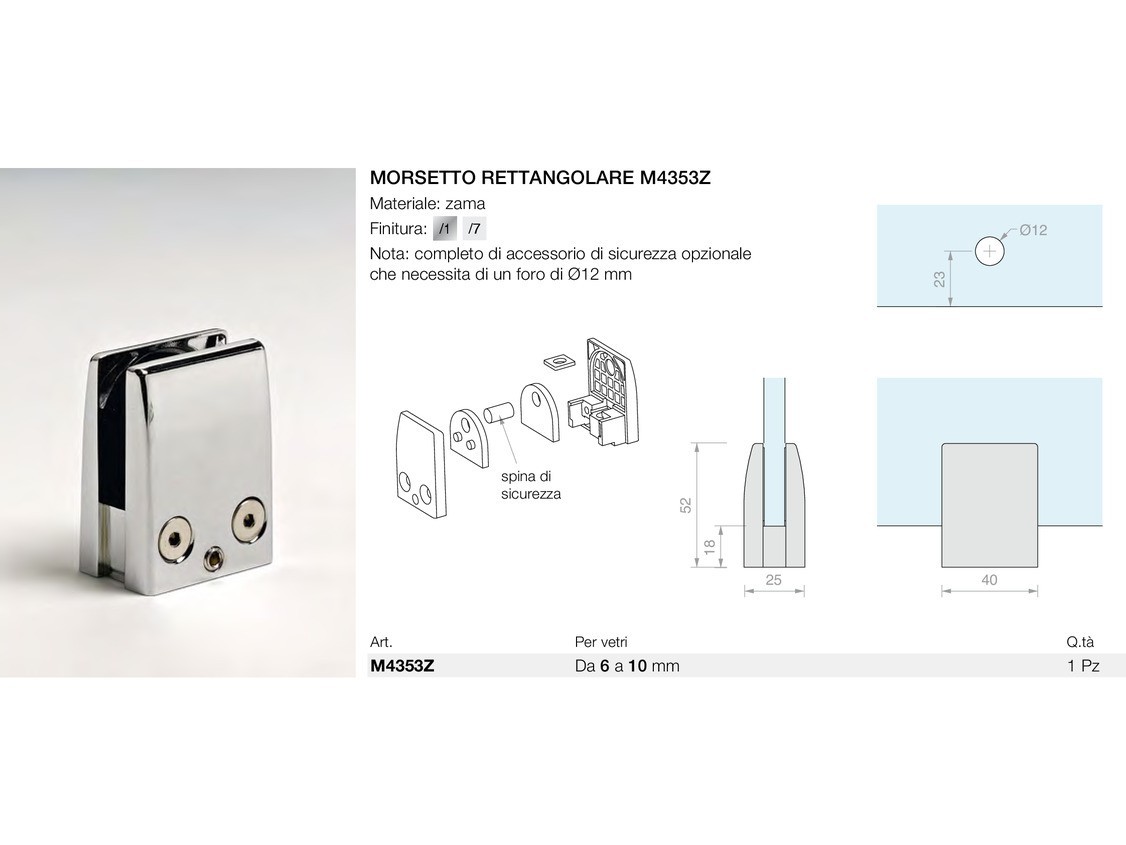 Morsetto rettangolare m4353z Logli Massimo Saint Gobain