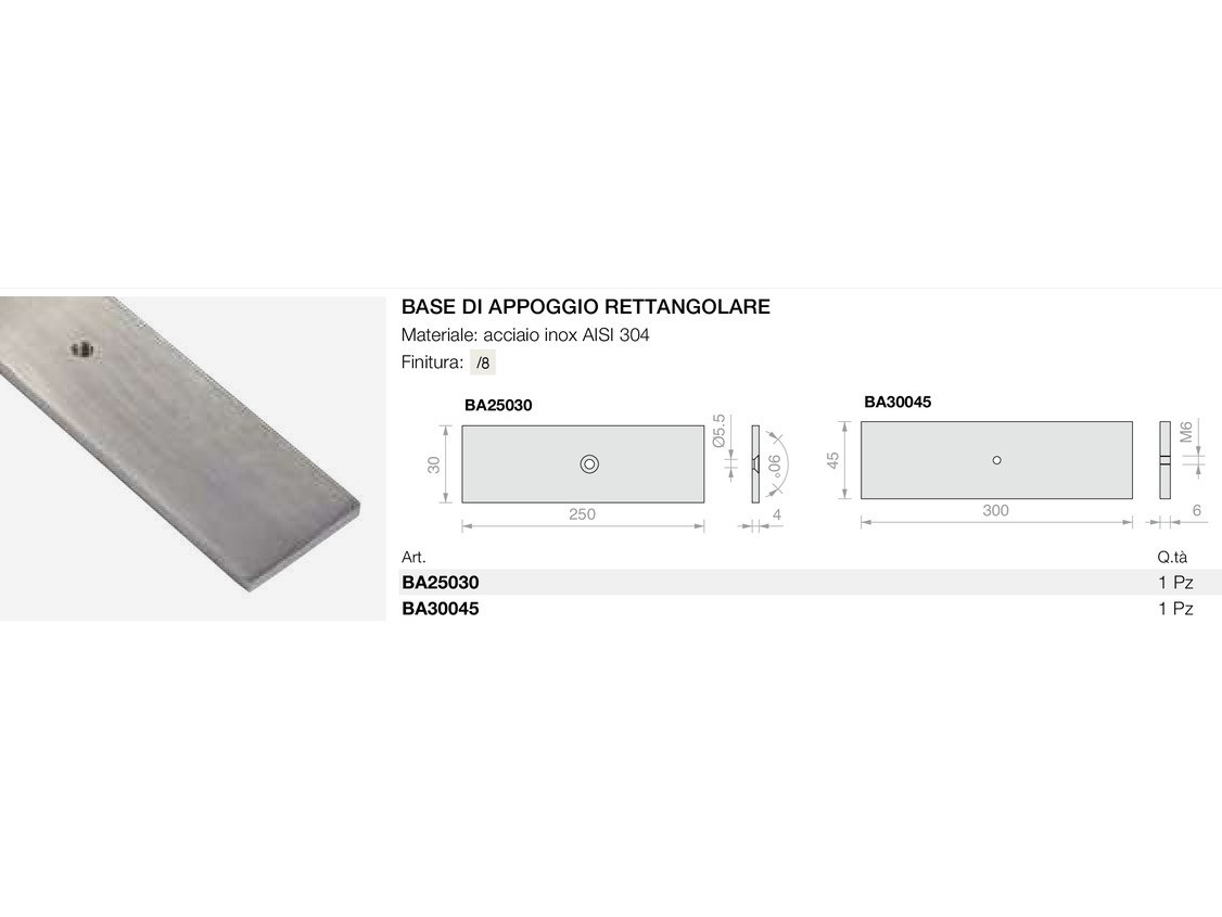 Base di appoggio rettangolare Logli Massimo Saint Gobain