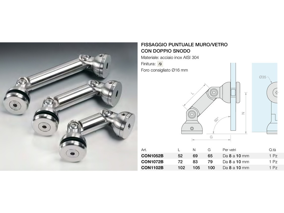 Fissaggio puntuale muro/vetro con doppio snodo Logli Massimo Saint Gobain