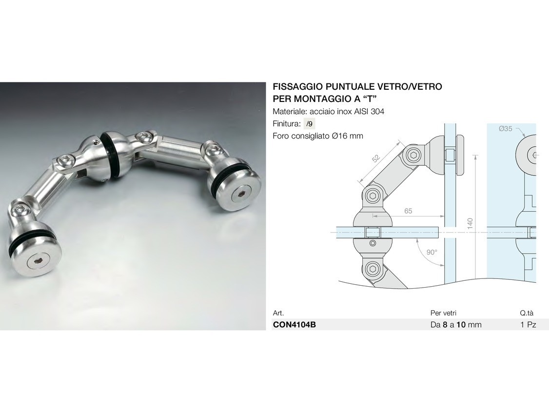 Fissaggio puntuale vetro/vetro per montaggio a “t” Logli Massimo Saint Gobain