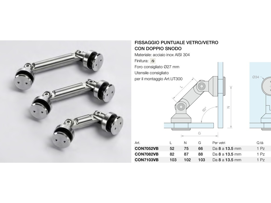 Fissaggio puntuale vetro/vetro con doppio snodo Logli Massimo Saint Gobain