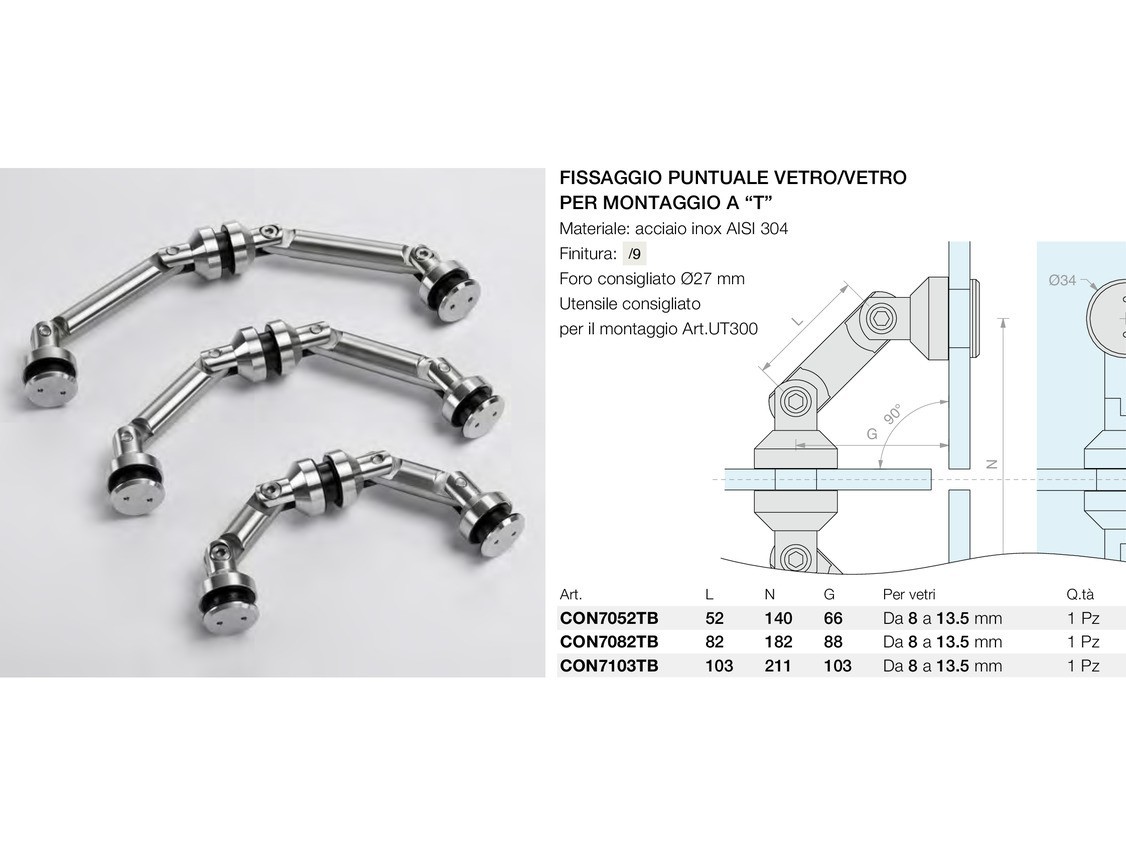 Fissaggio puntuale vetro/vetro per montaggio a “t” Logli Massimo Saint Gobain