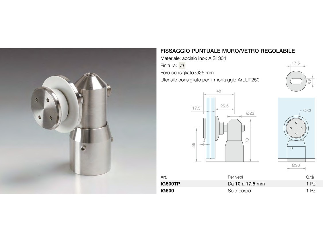 Fissaggio puntuale muro/vetro regolabile Logli Massimo Saint Gobain