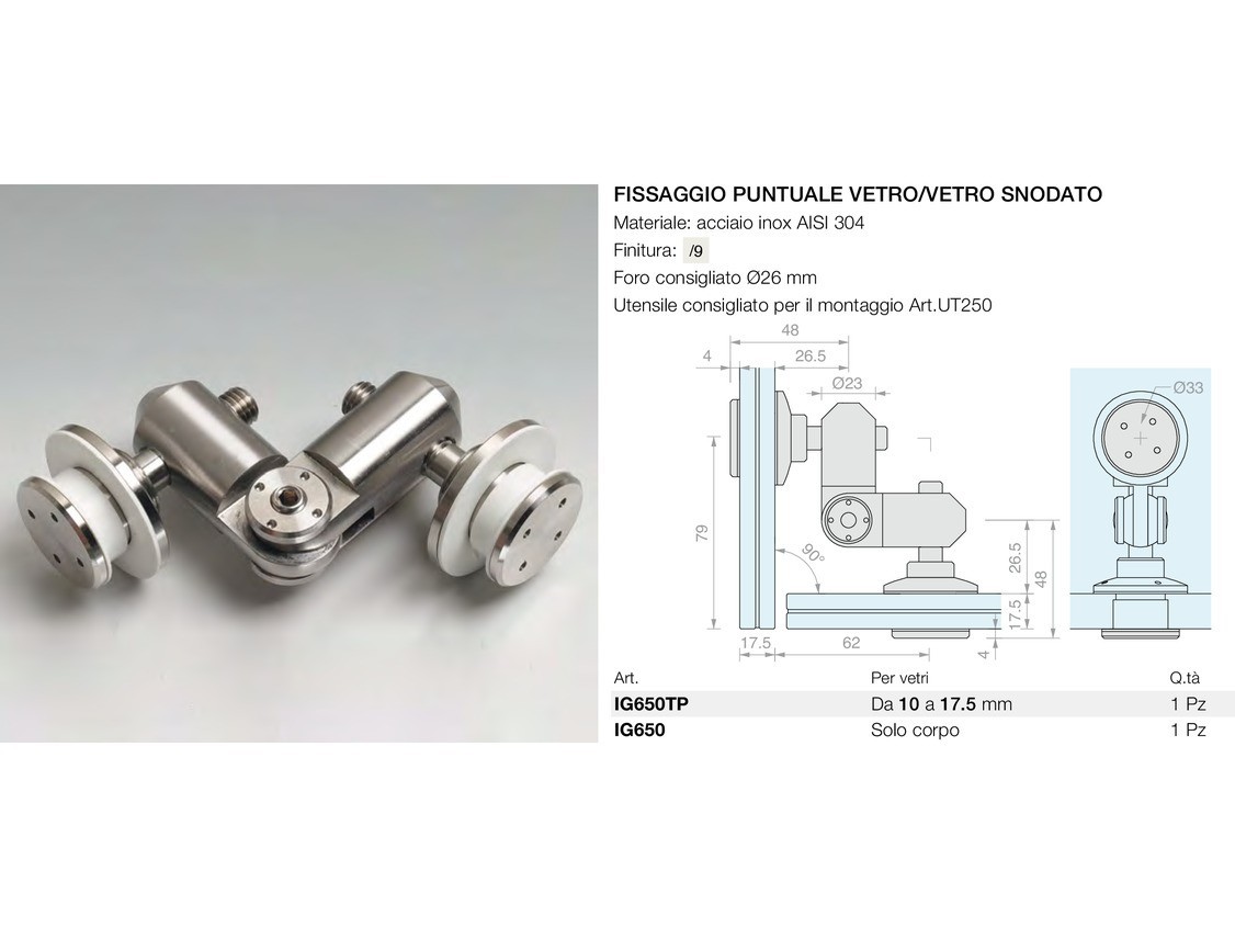 Fissaggio puntuale vetro/vetro snodato Logli Massimo Saint Gobain