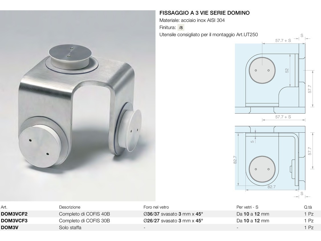 Fissaggio a 3 vie serie domino Logli Massimo Saint Gobain