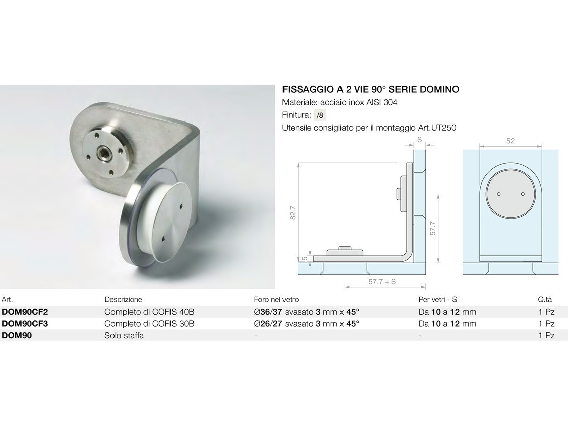 Fissaggio a 2 vie 90° serie domino Logli Massimo Saint Gobain