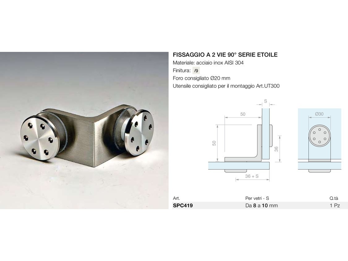 Fissaggio a 2 vie 90° serie etoile Logli Massimo Saint Gobain