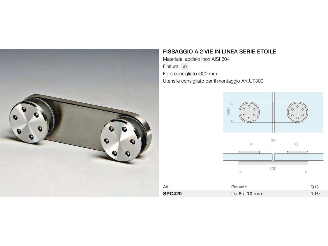 Fissaggio a 2 vie in linea serie etoile Logli Massimo Saint Gobain