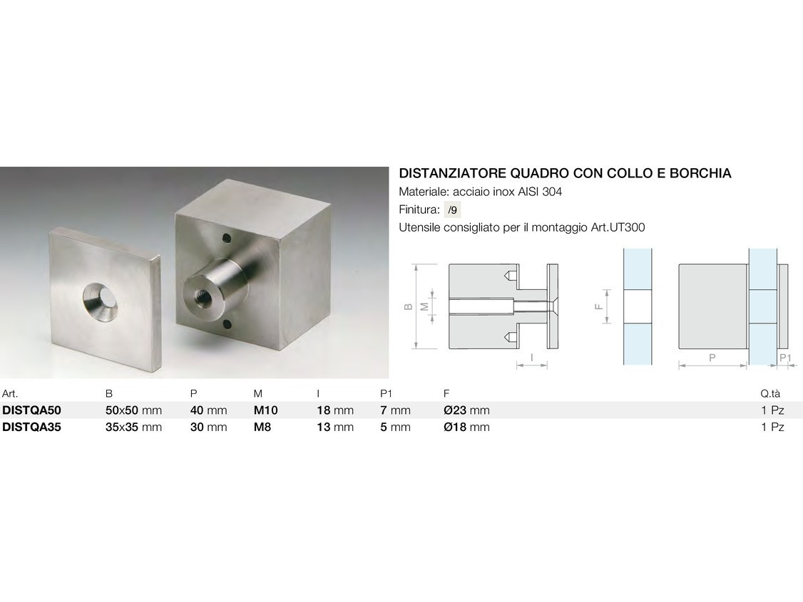 Distanziatore quadro con collo e borchia Logli Massimo Saint Gobain