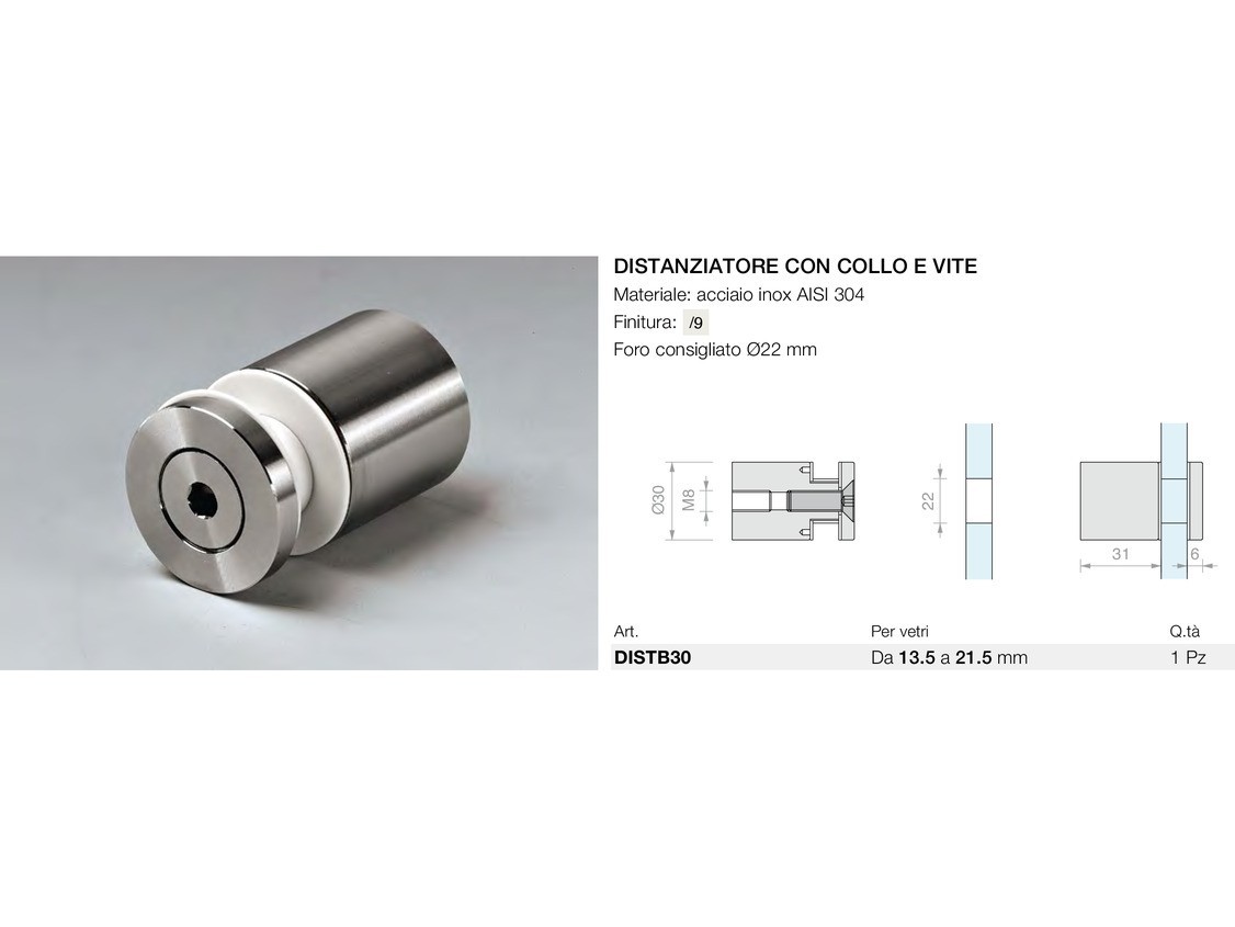 Distanziatore con collo e vite Logli Massimo Saint Gobain