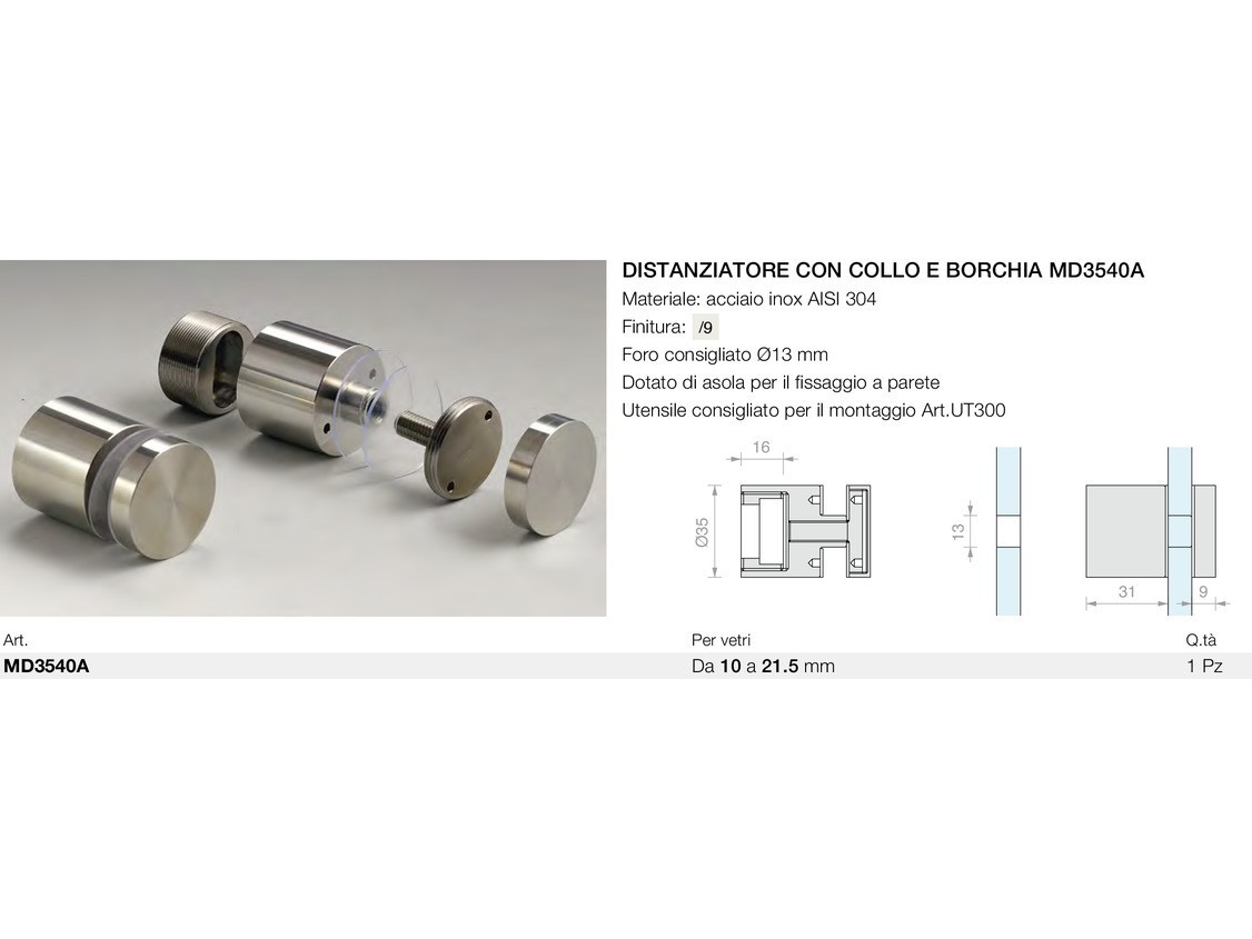 Distanziatore con collo e borchia md3540a Logli Massimo Saint Gobain