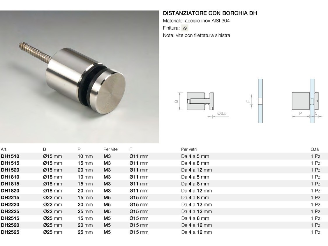 Distanziatore con borchia dh Logli Massimo Saint Gobain