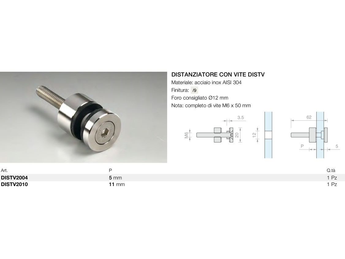 Distanziatore con vite distv Logli Massimo Saint Gobain