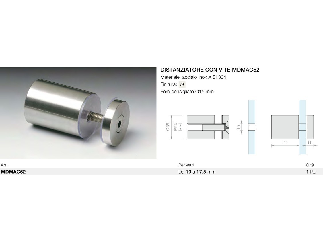 Distanziatore con vite mdmac52 Logli Massimo Saint Gobain