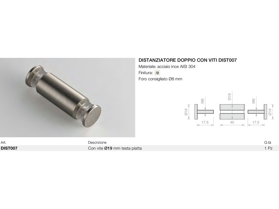 Distanziatore doppio con viti dist007 Logli Massimo Saint Gobain