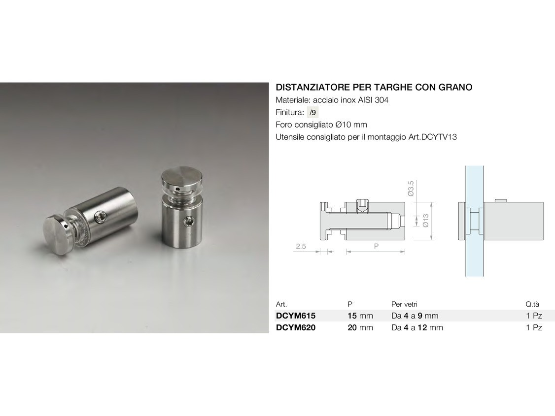 Distanziatore per targhe con grano Logli Massimo Saint Gobain