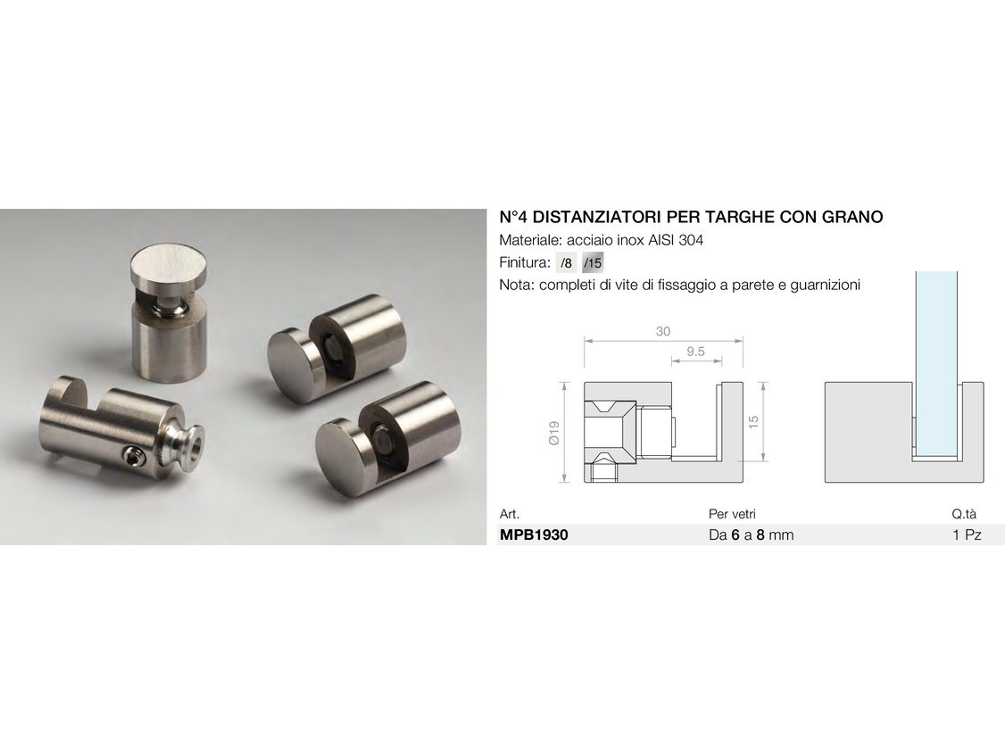 N°4 distanziatori per targhe con grano Logli Massimo Saint Gobain