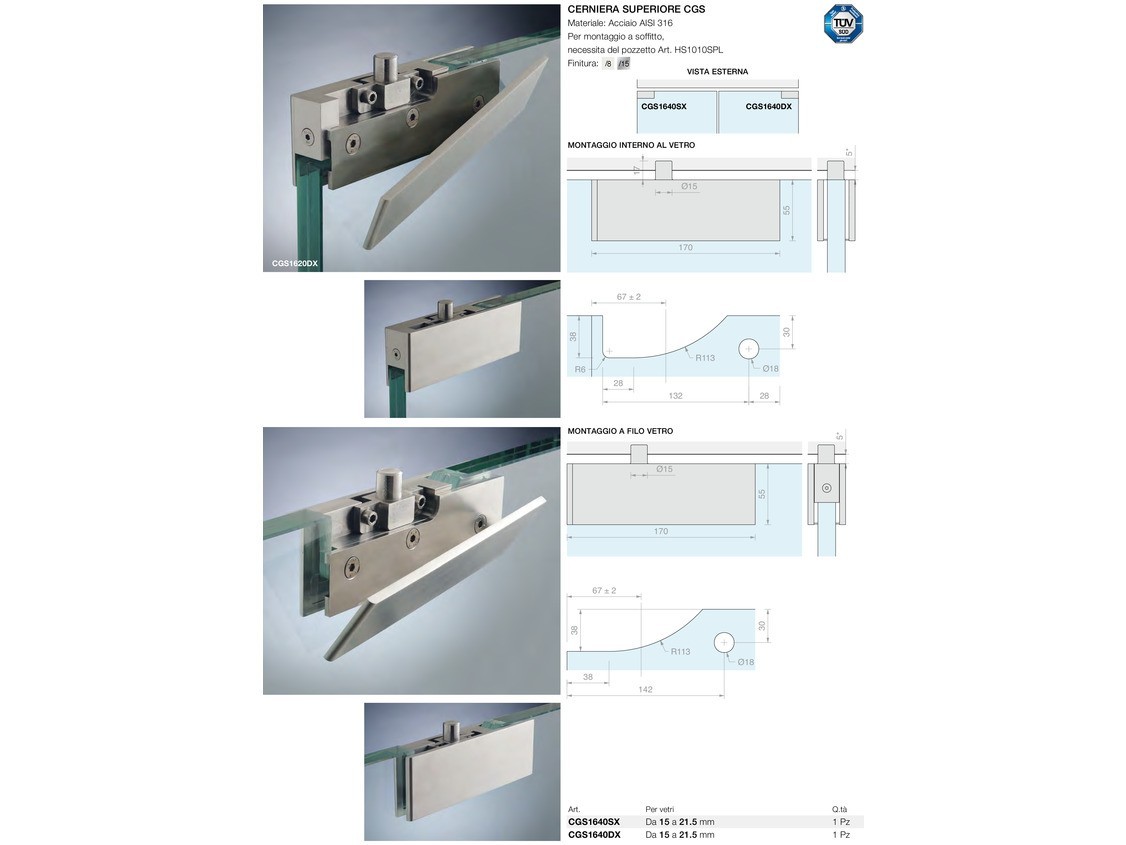 Cerniera superiore cgs Logli Massimo Saint Gobain