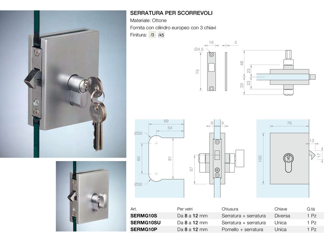 Serratura per scorrevoli Logli Massimo Saint Gobain