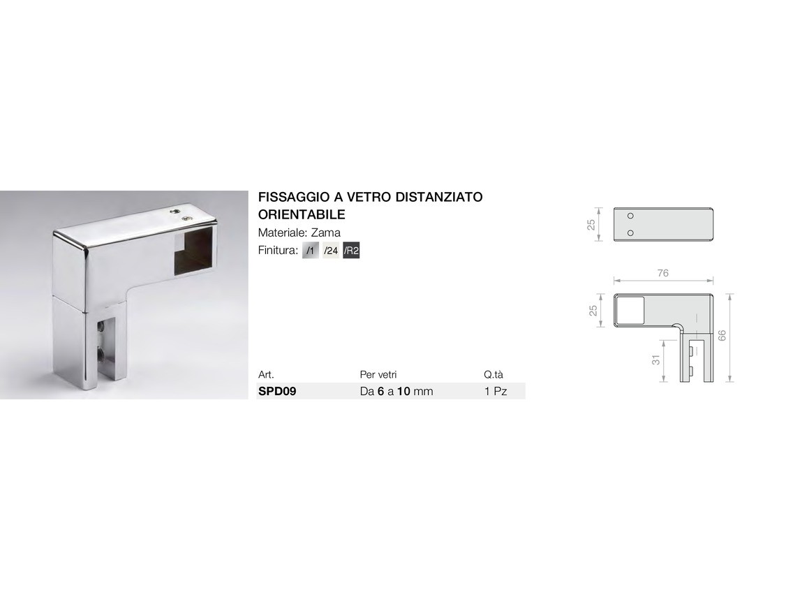 Fissaggio a vetro distanziato orientabile Logli Massimo Saint Gobain