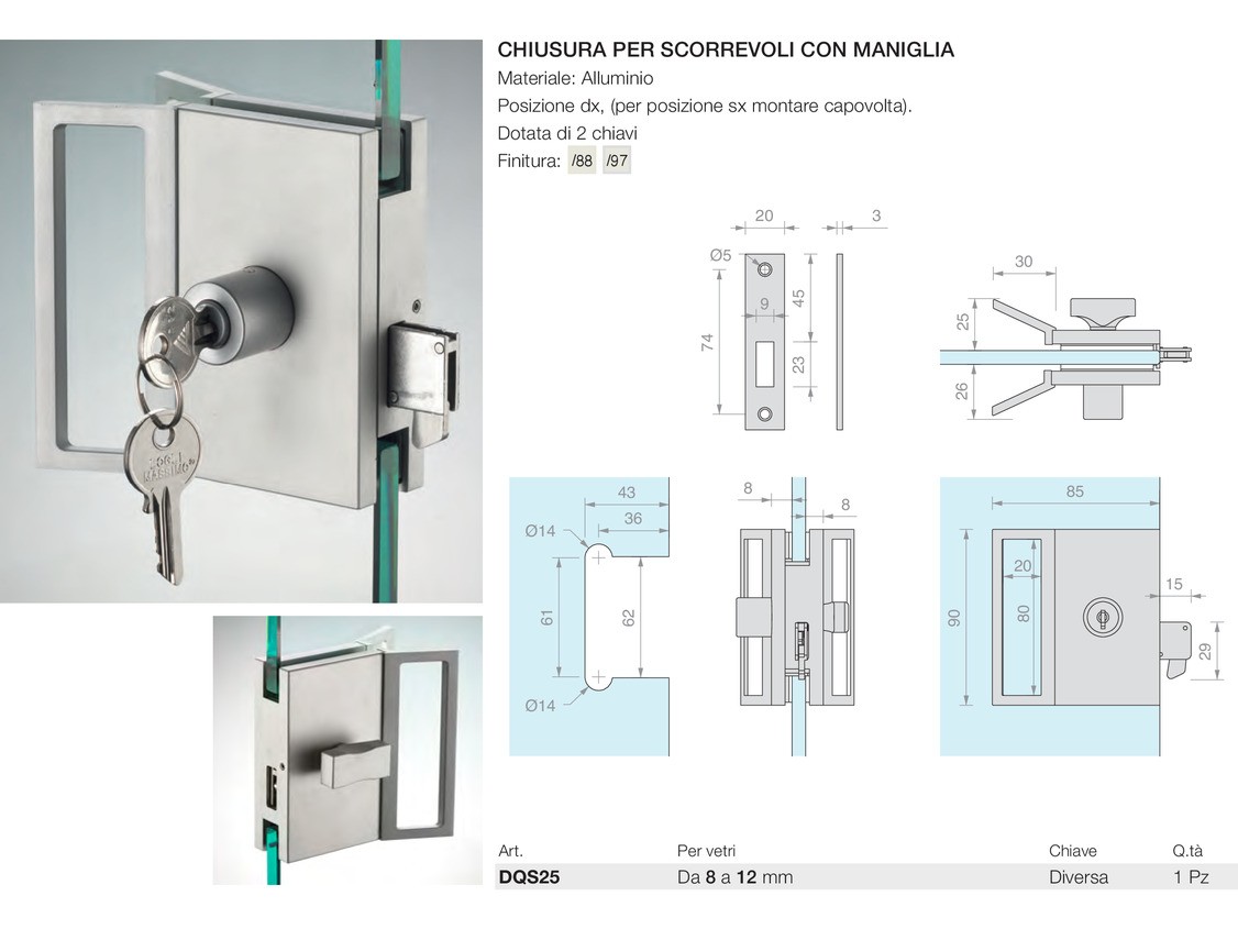 Chiusura per scorrevoli con maniglia Logli Massimo Saint Gobain