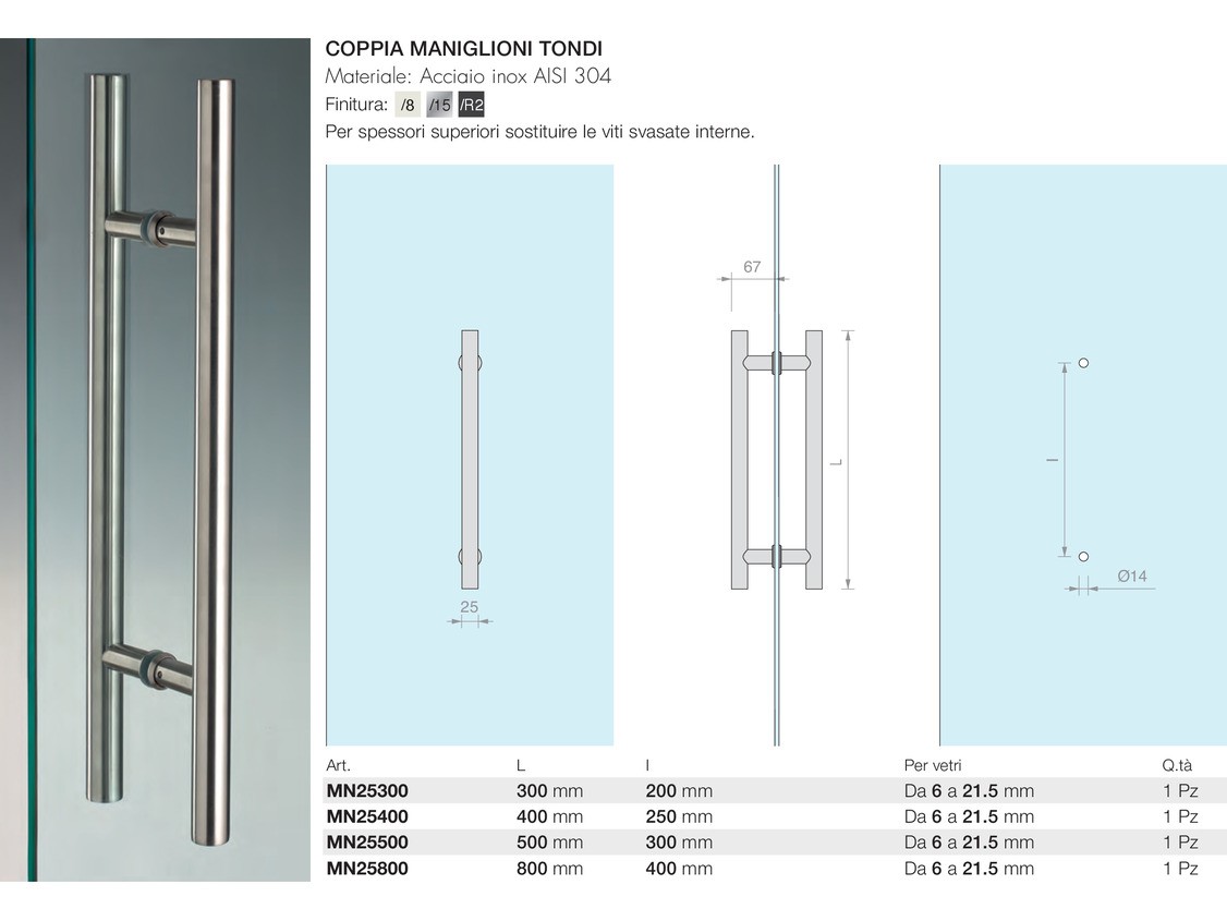 Coppia maniglioni tondi Logli Massimo Saint Gobain