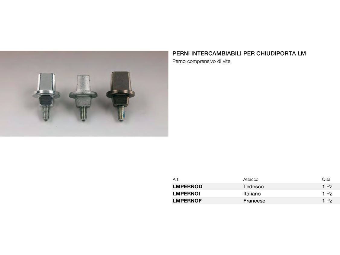 Perni intercambiabili per chiudiporta lm Logli Massimo Saint Gobain