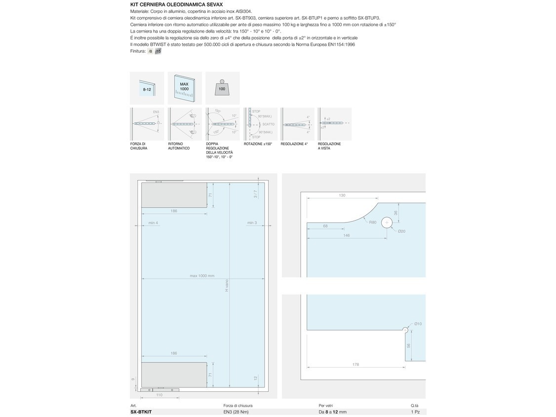 Kit cerniera oleodinamica sevax Logli Massimo Saint Gobain