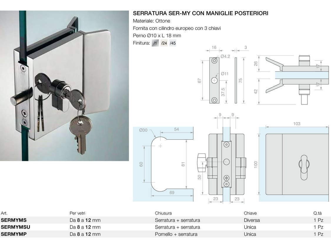 Serratura ser-my con maniglie posteriori Logli Massimo Saint Gobain