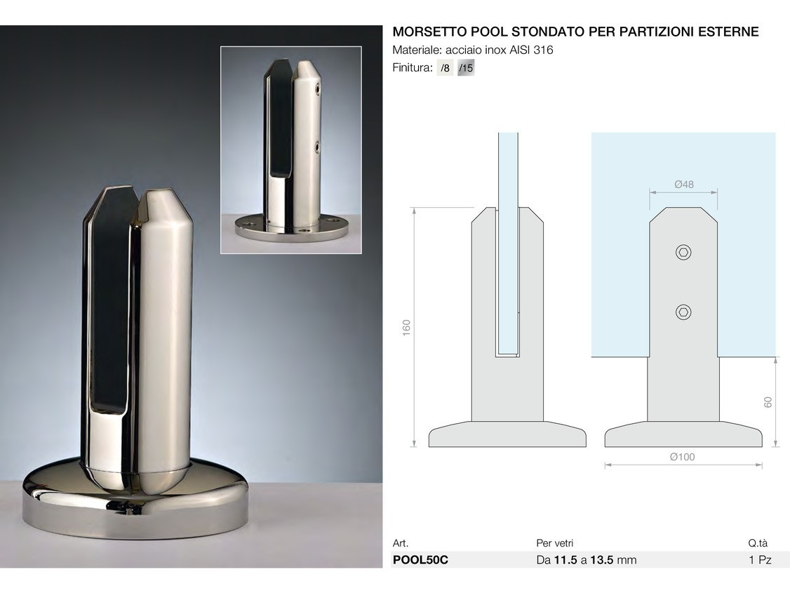 Morsetto pool stondato per partizioni esterne Logli Massimo Saint Gobain