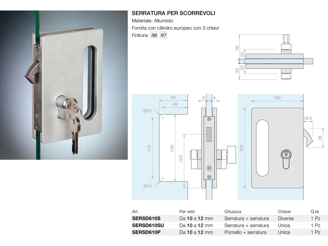 Serratura per scorrevoli Logli Massimo Saint Gobain