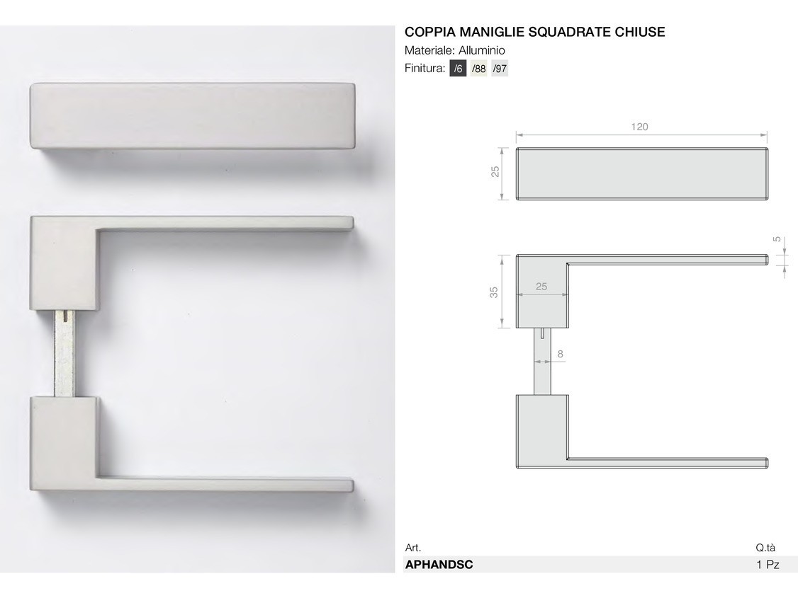 Coppia maniglie squadrate chiuse Logli Massimo Saint Gobain