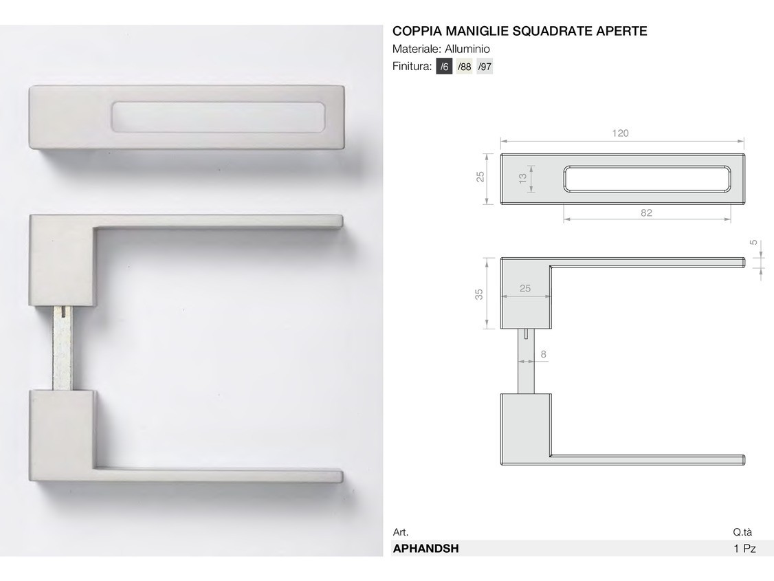 Coppia maniglie squadrate aperte Logli Massimo Saint Gobain