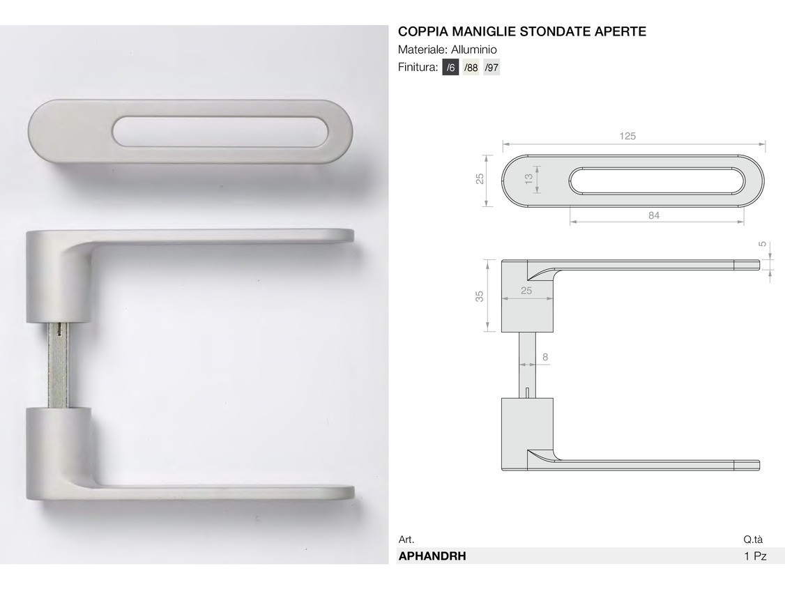 Coppia maniglie stondate aperte Logli Massimo Saint Gobain