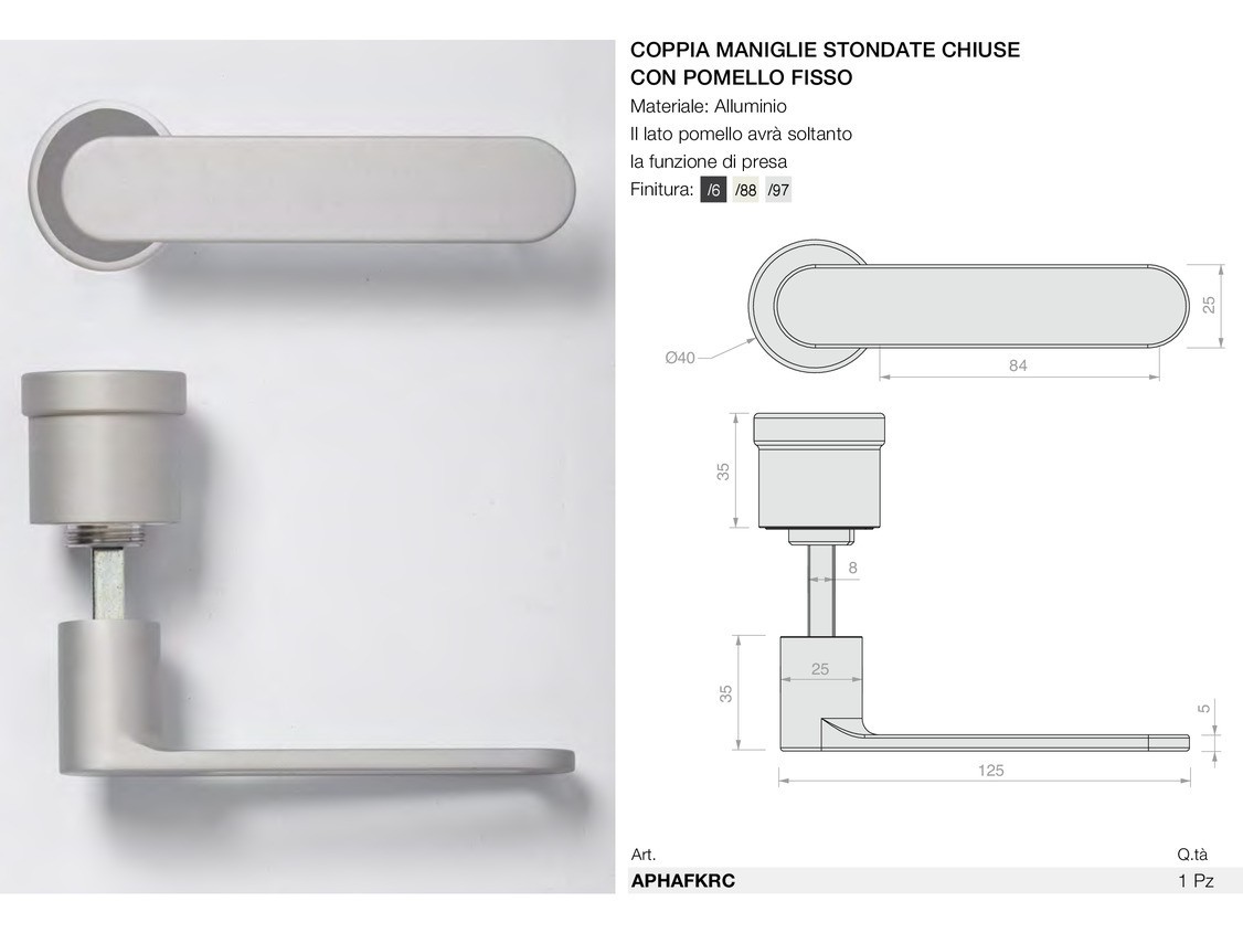 Coppia maniglie stondate chiuse con pomello fisso Logli Massimo Saint Gobain