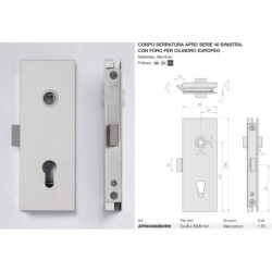 Corpo serratura apro serie 40 sinistra con foro per cilindro europeo Logli Massimo Saint Gobain