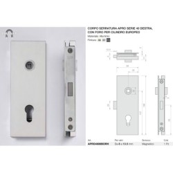 Corpo serratura apro serie 40 destra con foro per cilindro europeo Logli Massimo Saint Gobain