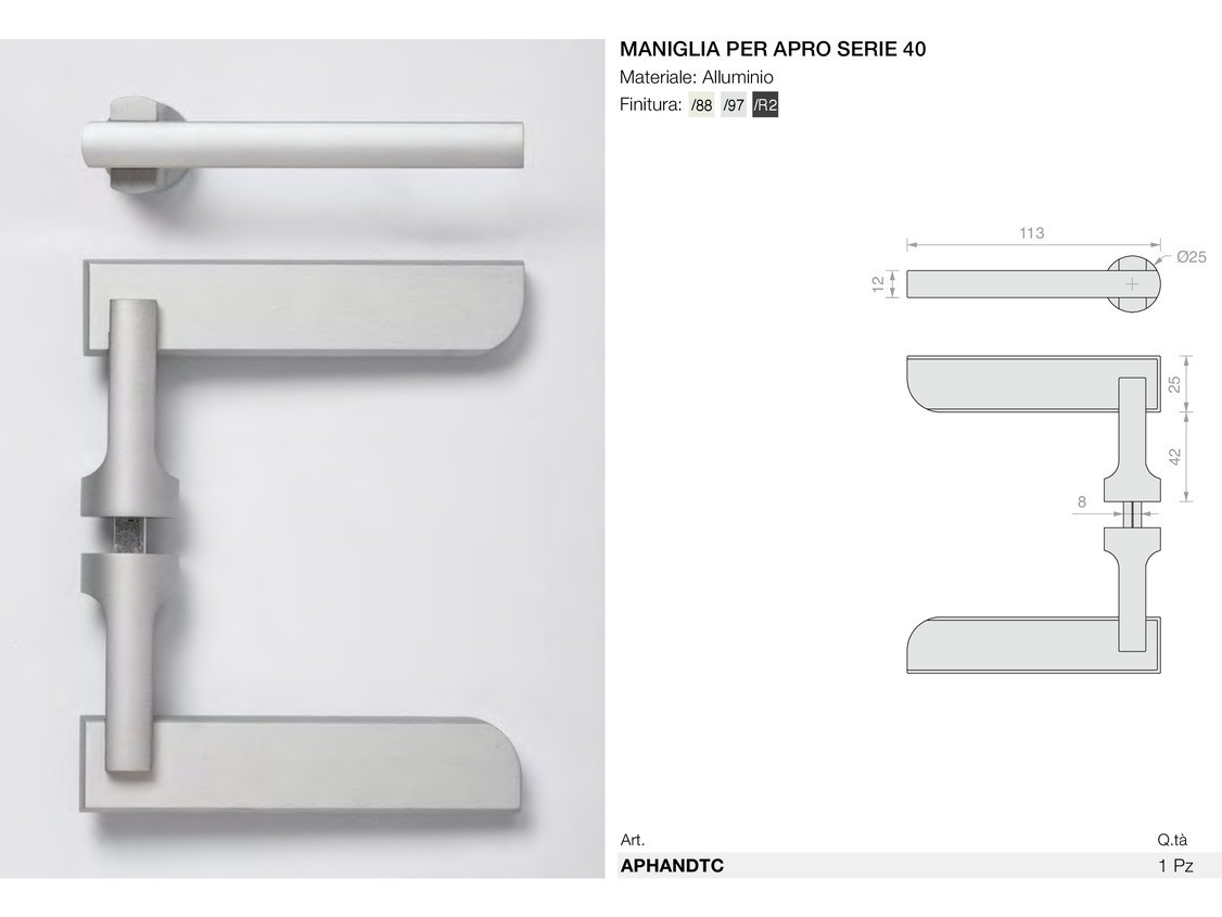 Maniglia per apro serie 40 Logli Massimo Saint Gobain