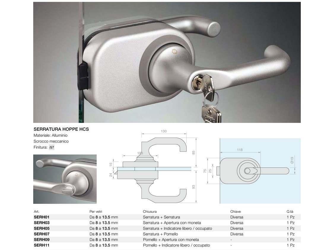 Serratura hoppe hcs Logli Massimo Saint Gobain