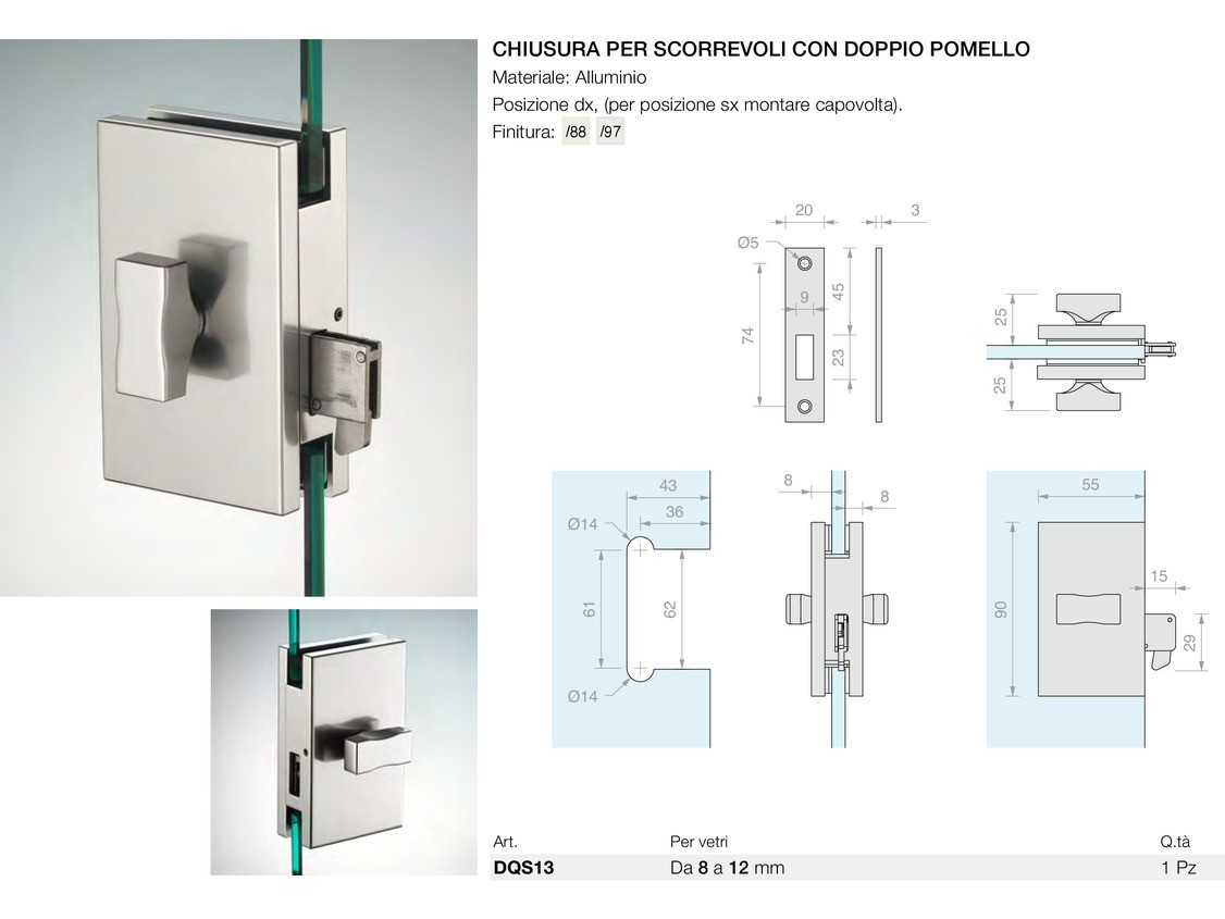 Chiusura per scorrevoli con doppio pomello Logli Massimo Saint Gobain