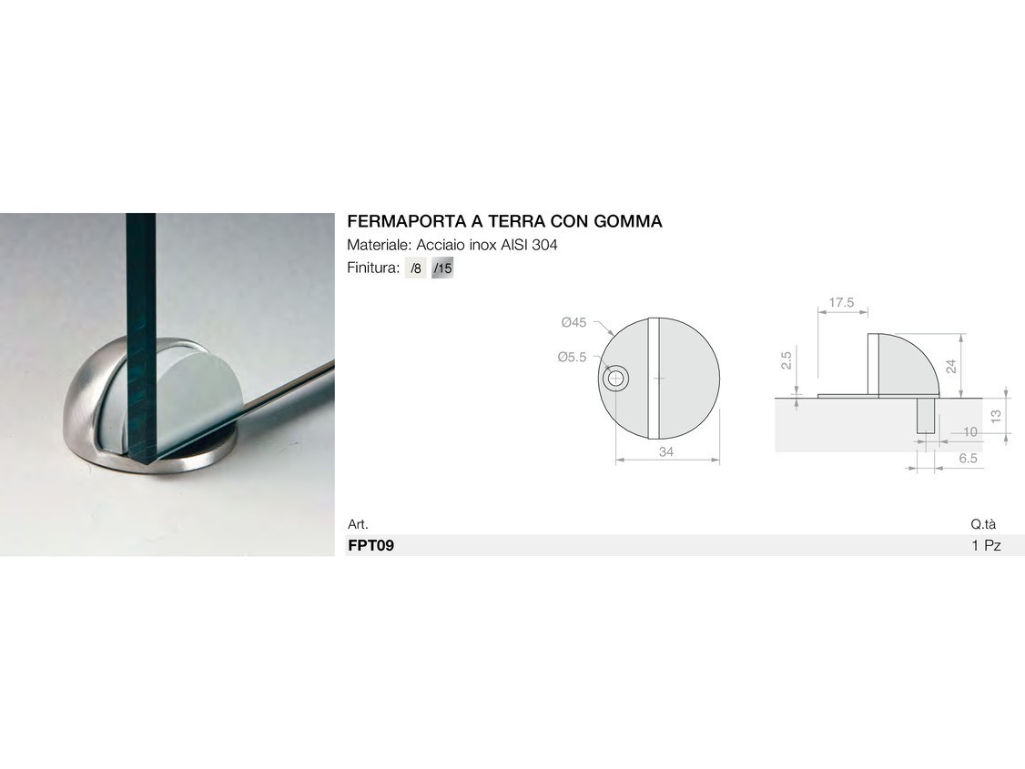 Fermaporta a terra con gomma Logli Massimo Saint Gobain