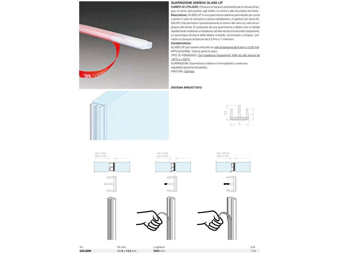 Guarnizione adesiva glass lip Logli Massimo Saint Gobain