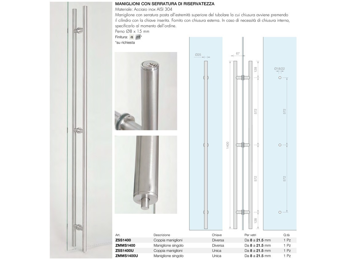 Maniglioni con serratura di riservatezza Logli Massimo Saint Gobain