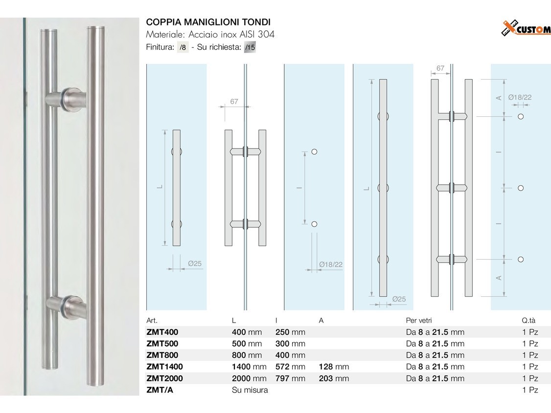 Coppia maniglioni tondi Logli Massimo Saint Gobain