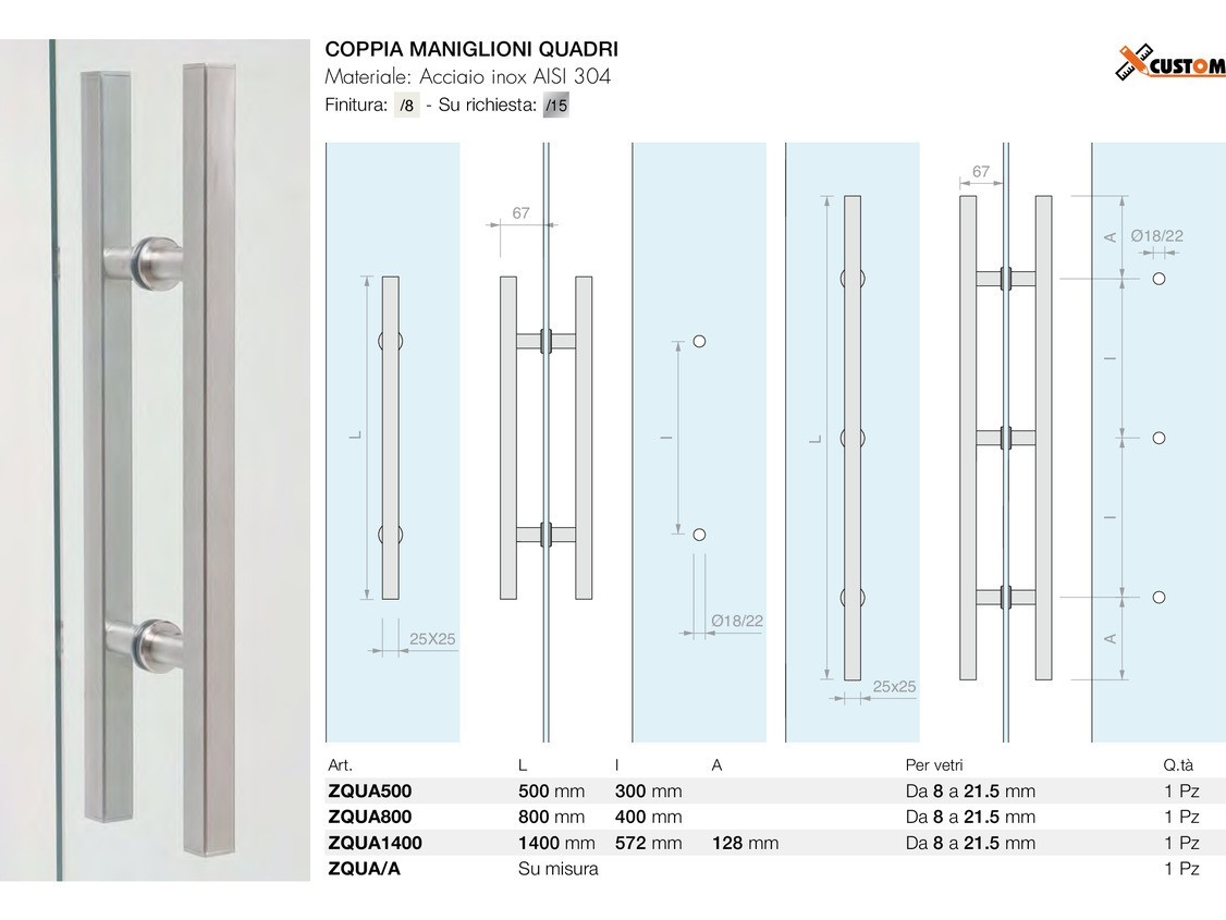 Coppia maniglioni quadri Logli Massimo Saint Gobain